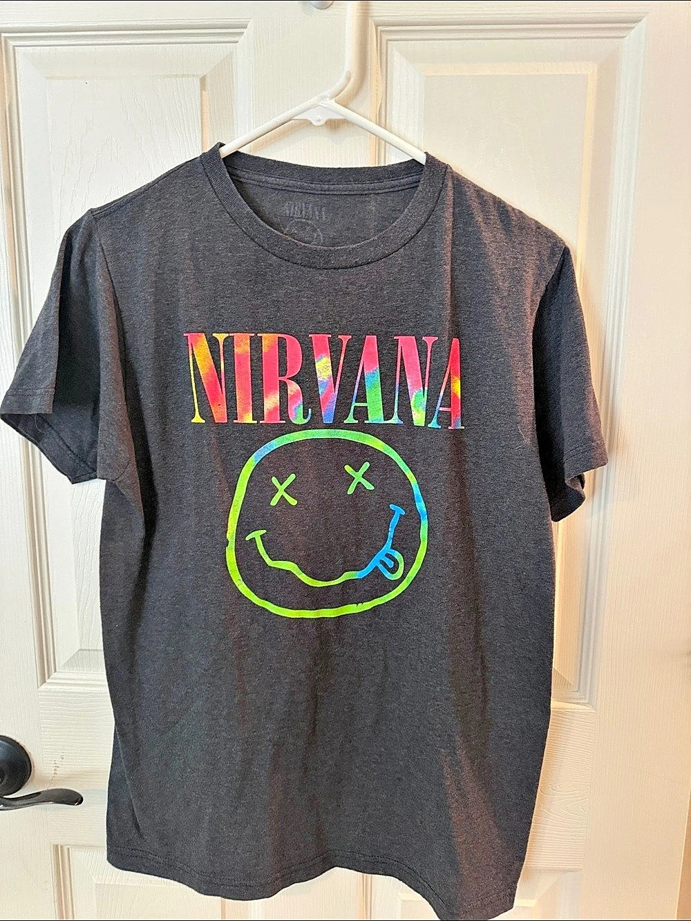 Nirvana Smiley Face Rainbow Tie-Dye Graphic T-Shirt